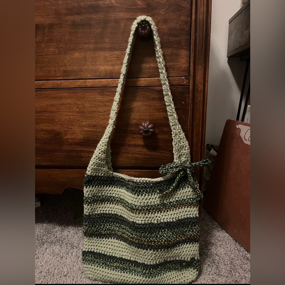 Handmade Green Crochet Tote Bag